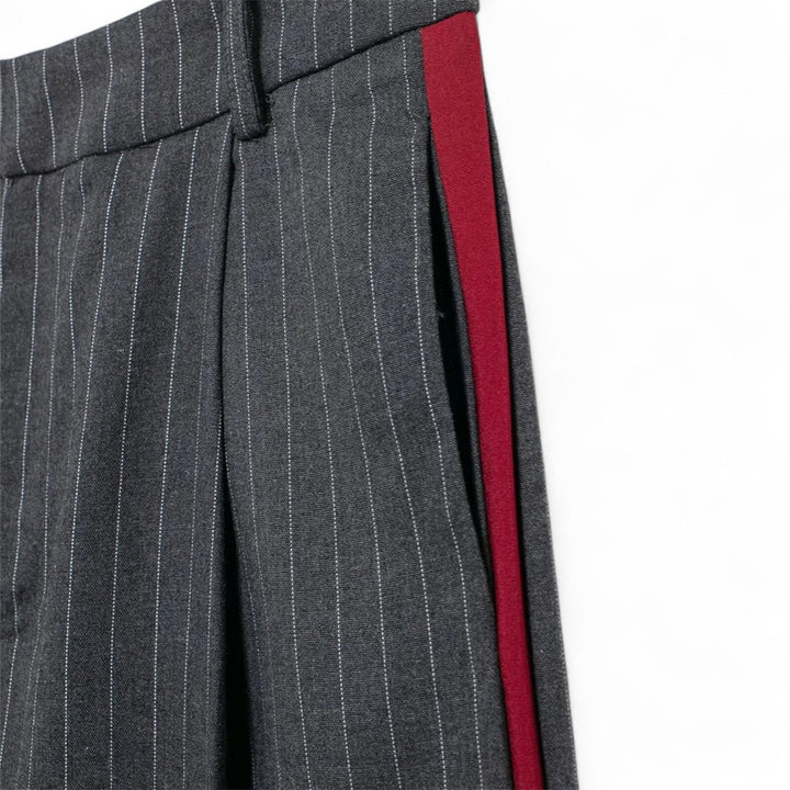 Camille | Pantalon à rayures coupe ample avec taille contrastée