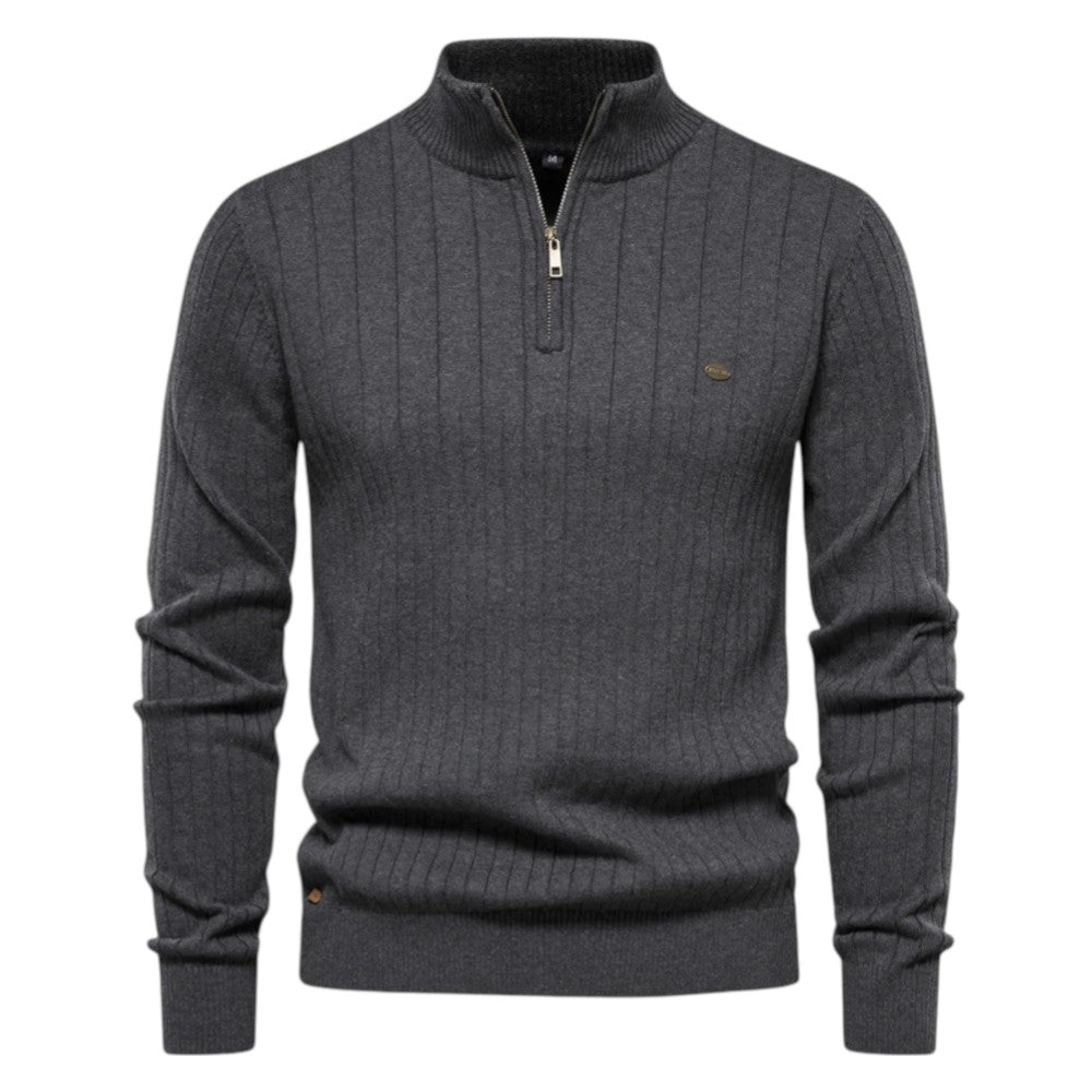 Casper | Pull confort côtelé à demi-zip