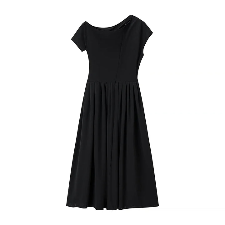 Camille | Robe plissée à col bateau