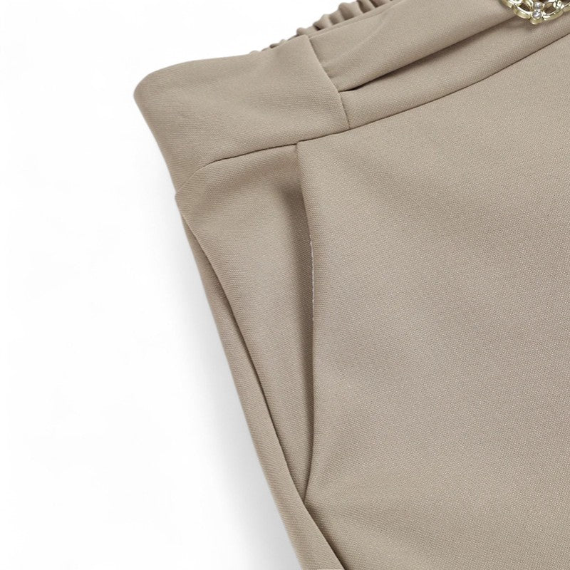 Inès | Pantalon large taille haute avec détail perlé