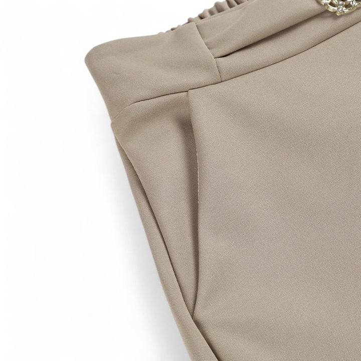 Inès | Pantalon large taille haute avec détail perlé