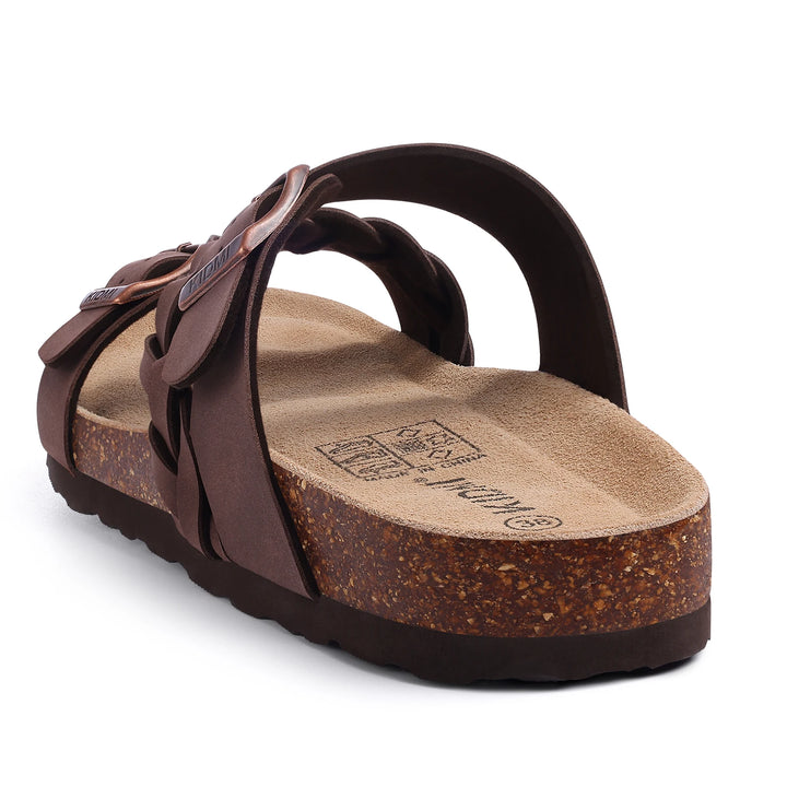 Nina | Sandales plates croisées confort à boucle tressée