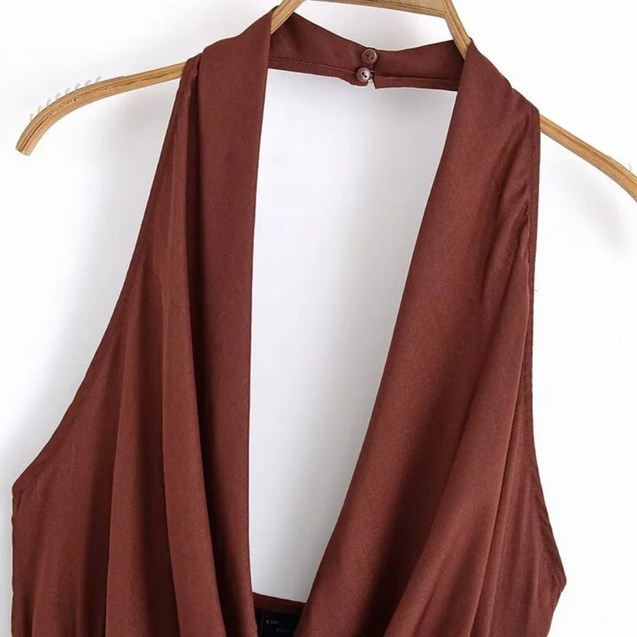 Aurélie | Robe portefeuille dos nu avec drapé élégant