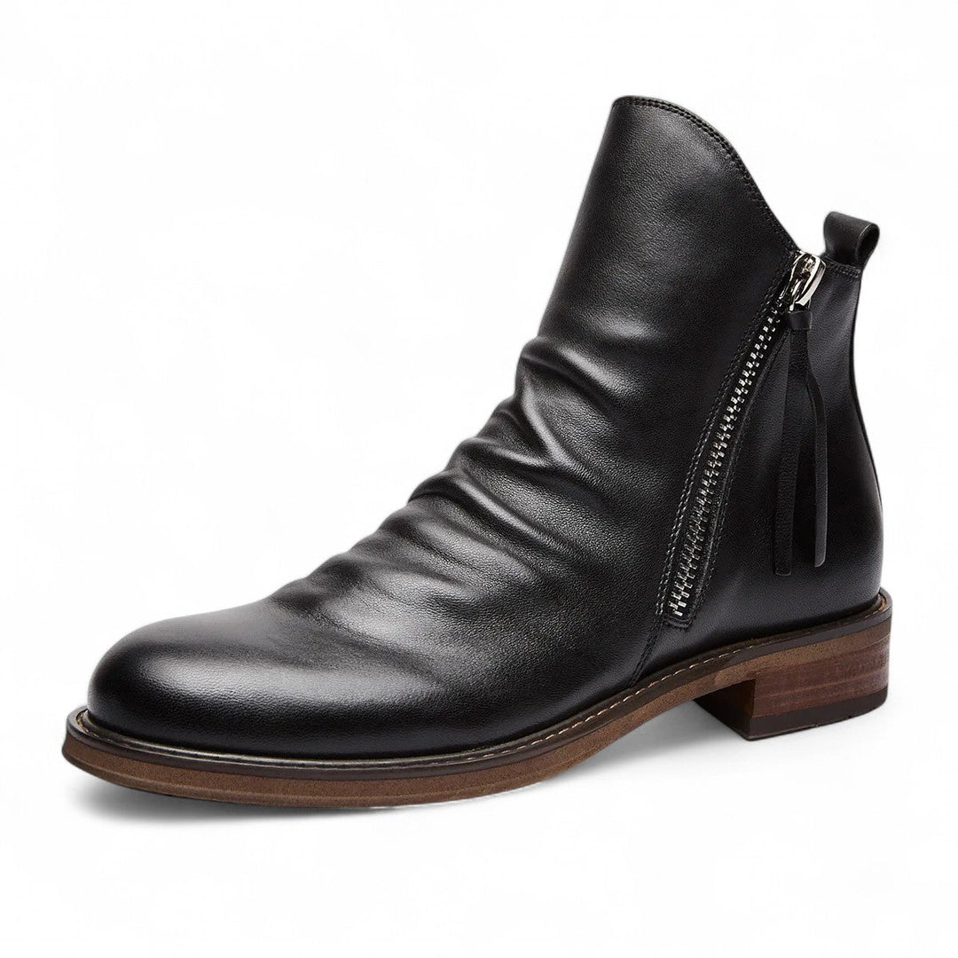 Tobias | Bottines à fermeture éclair distressed avec tige sculptée