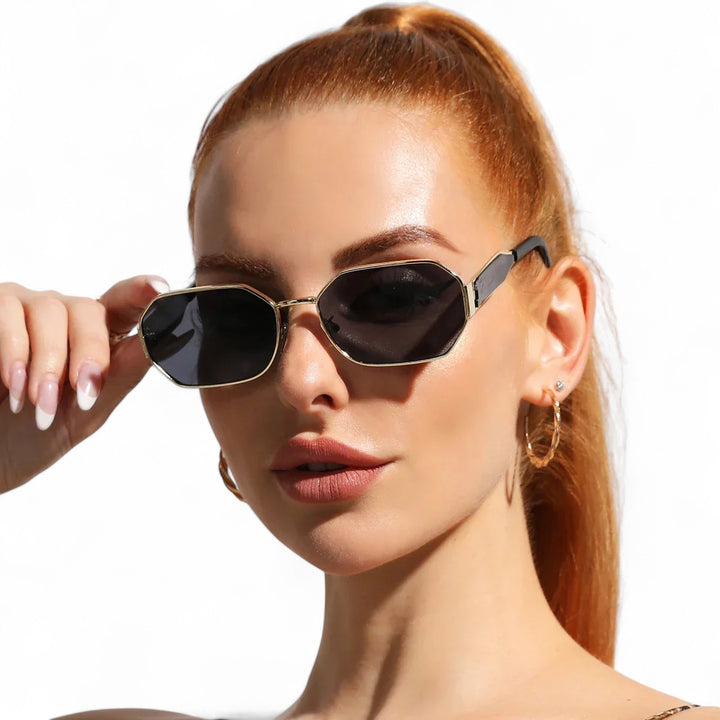 Léa | Lunettes de Soleil Géométriques à Monture Dorée