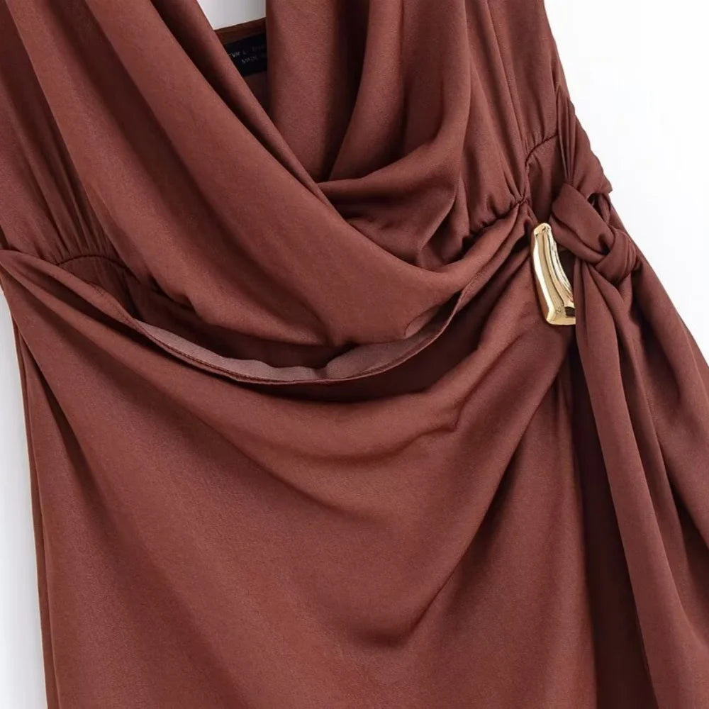 Aurélie | Robe portefeuille dos nu avec drapé élégant