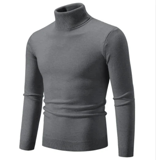 Angus | Pull à Col Roulé Slim en Jersey Côtelé