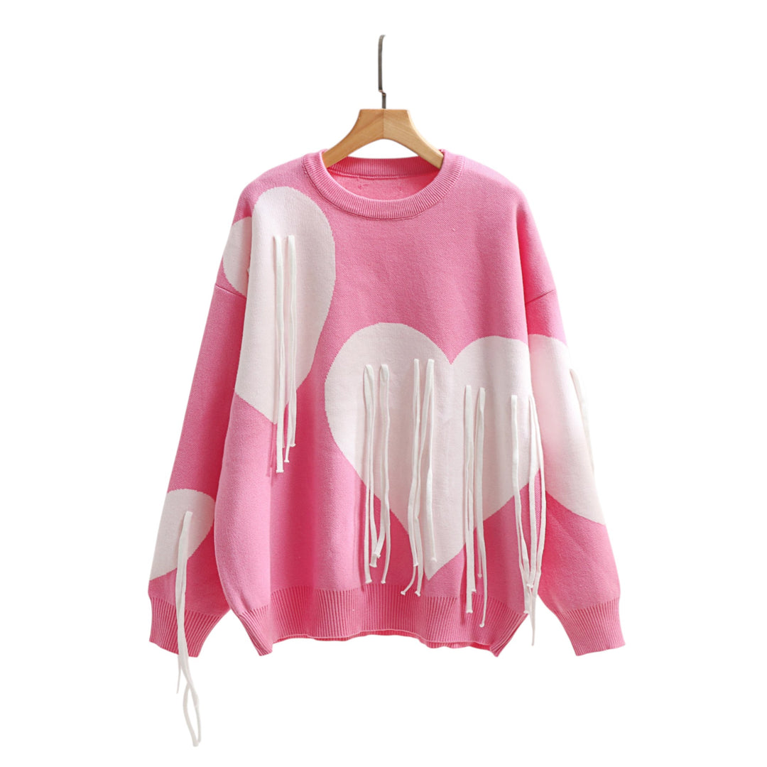 Juliette | Pull cœur à franges tissées