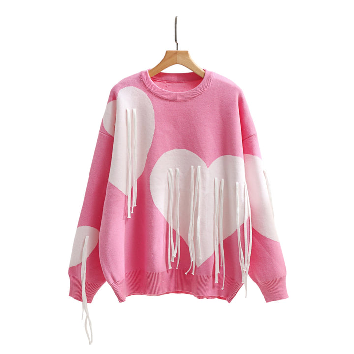 Juliette | Pull cœur à franges tissées