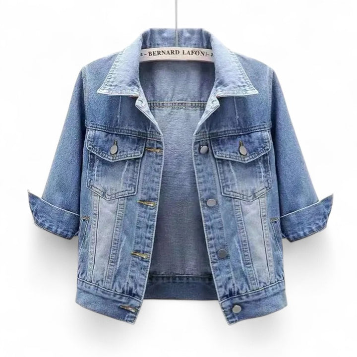Océane | Veste en Jean Décontractée à Manches Revers