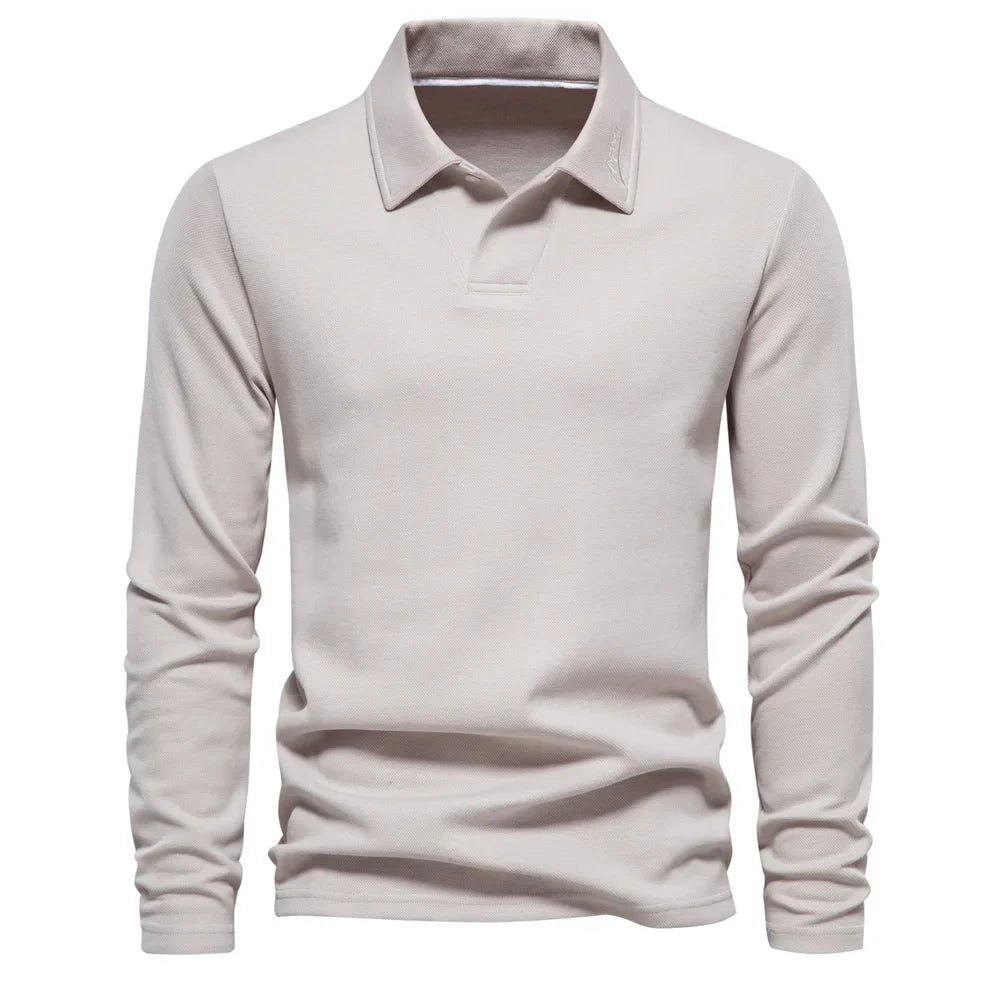Reuben | Polo à manches longues en coton tricot respirant