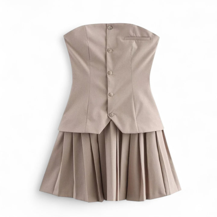 Chloé | Robe Structurée à Rayures avec Jupe Plissée