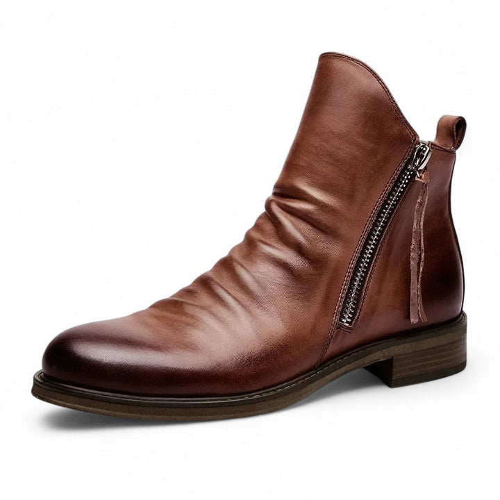 Tobias | Bottines à fermeture éclair distressed avec tige sculptée