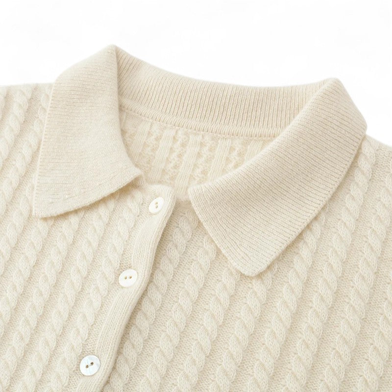 Léane | Cardigan à col classique en maille torsadée
