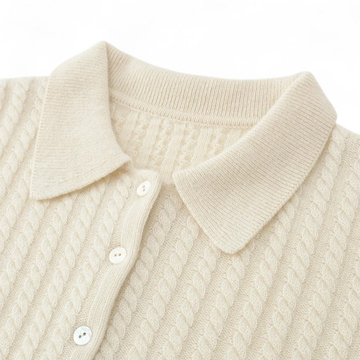 Léane | Cardigan à col classique en maille torsadée