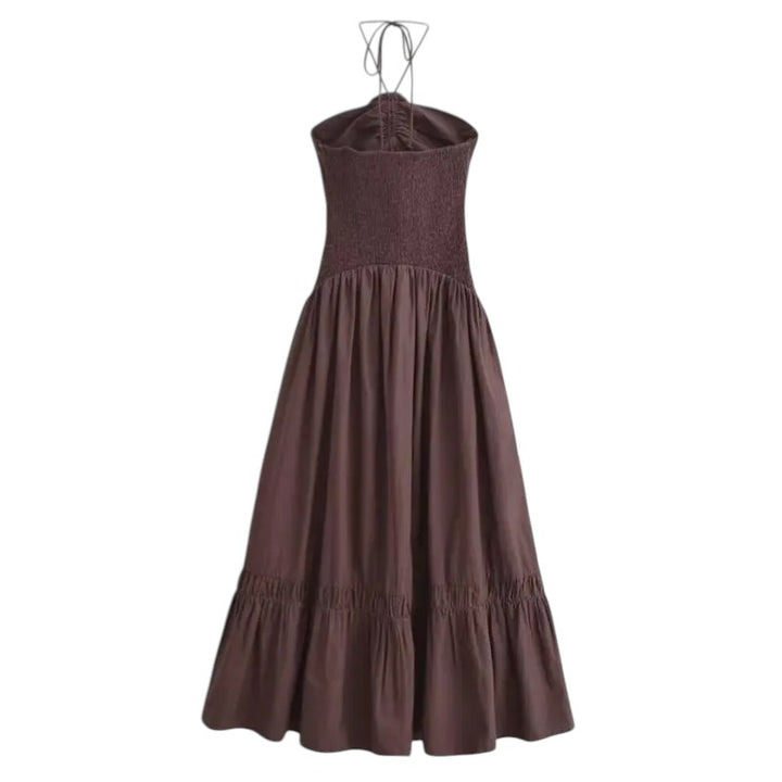Camille | Robe Longue à Dos Smocké et Encolure Nouée