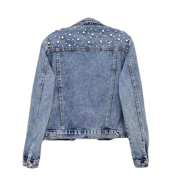 Camélia | Veste en jean ornée de perles