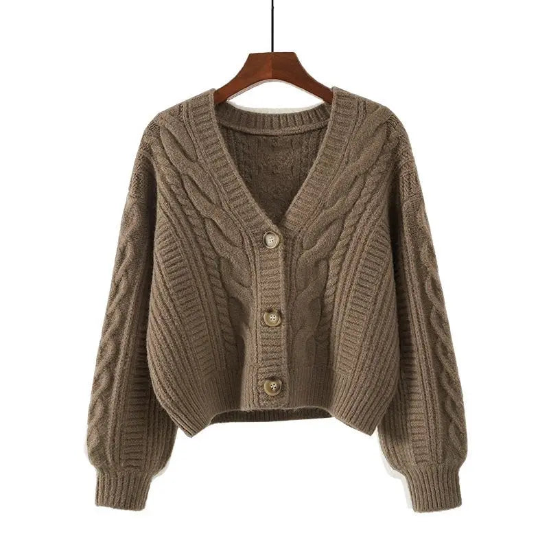 Bridget | Cardigan à col en V à mailles épaisses en torsadé