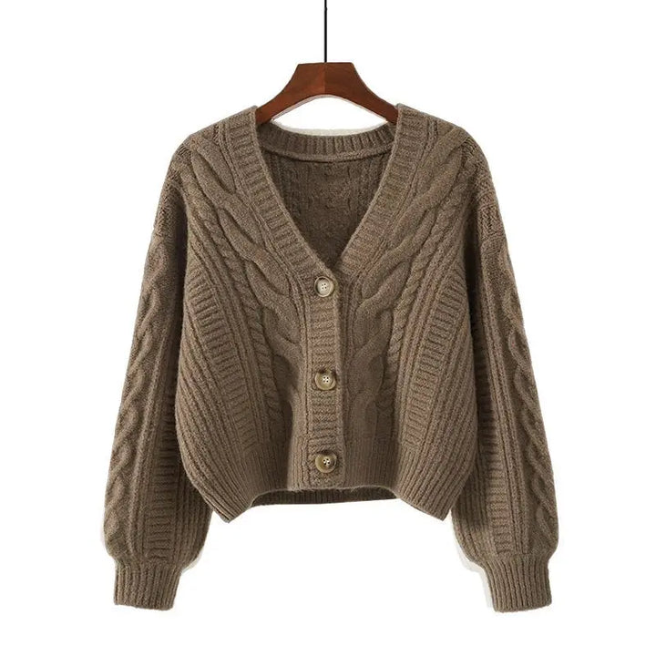 Bridget | Cardigan à col en V à mailles épaisses en torsadé