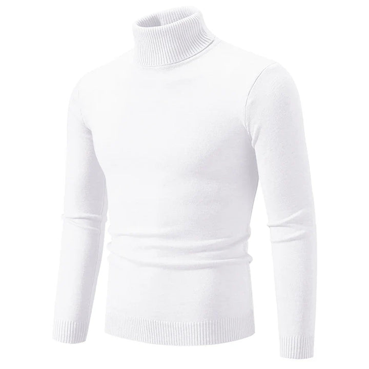 Angus | Pull à Col Roulé Slim en Jersey Côtelé