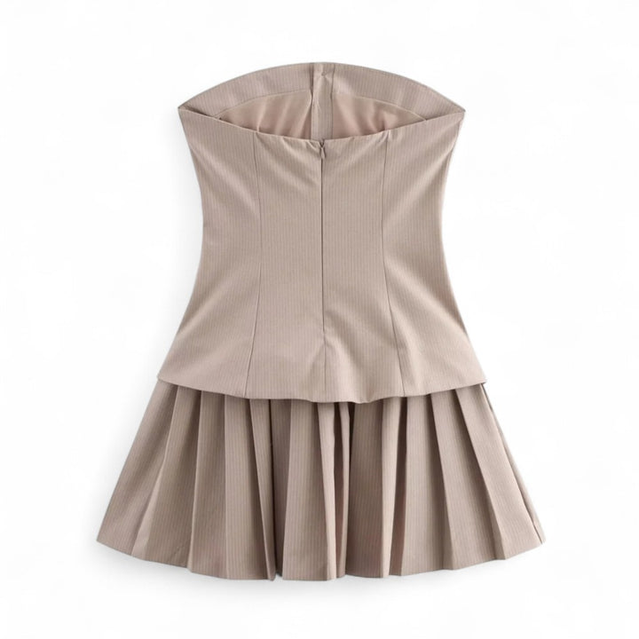 Chloé | Robe Structurée à Rayures avec Jupe Plissée