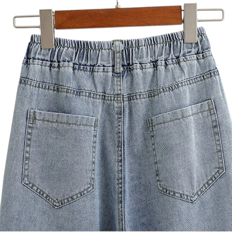 Jeans décontractés à jambes larges Georgia avec ourlet brut