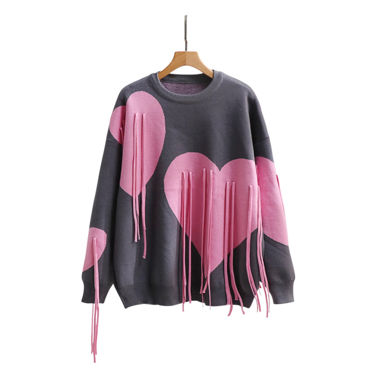 Juliette | Pull cœur à franges tissées