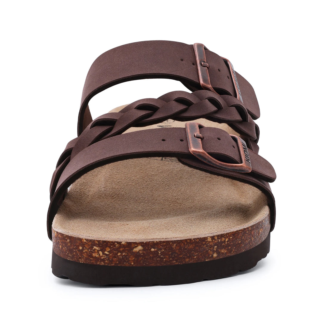 Nina | Sandales plates croisées confort à boucle tressée
