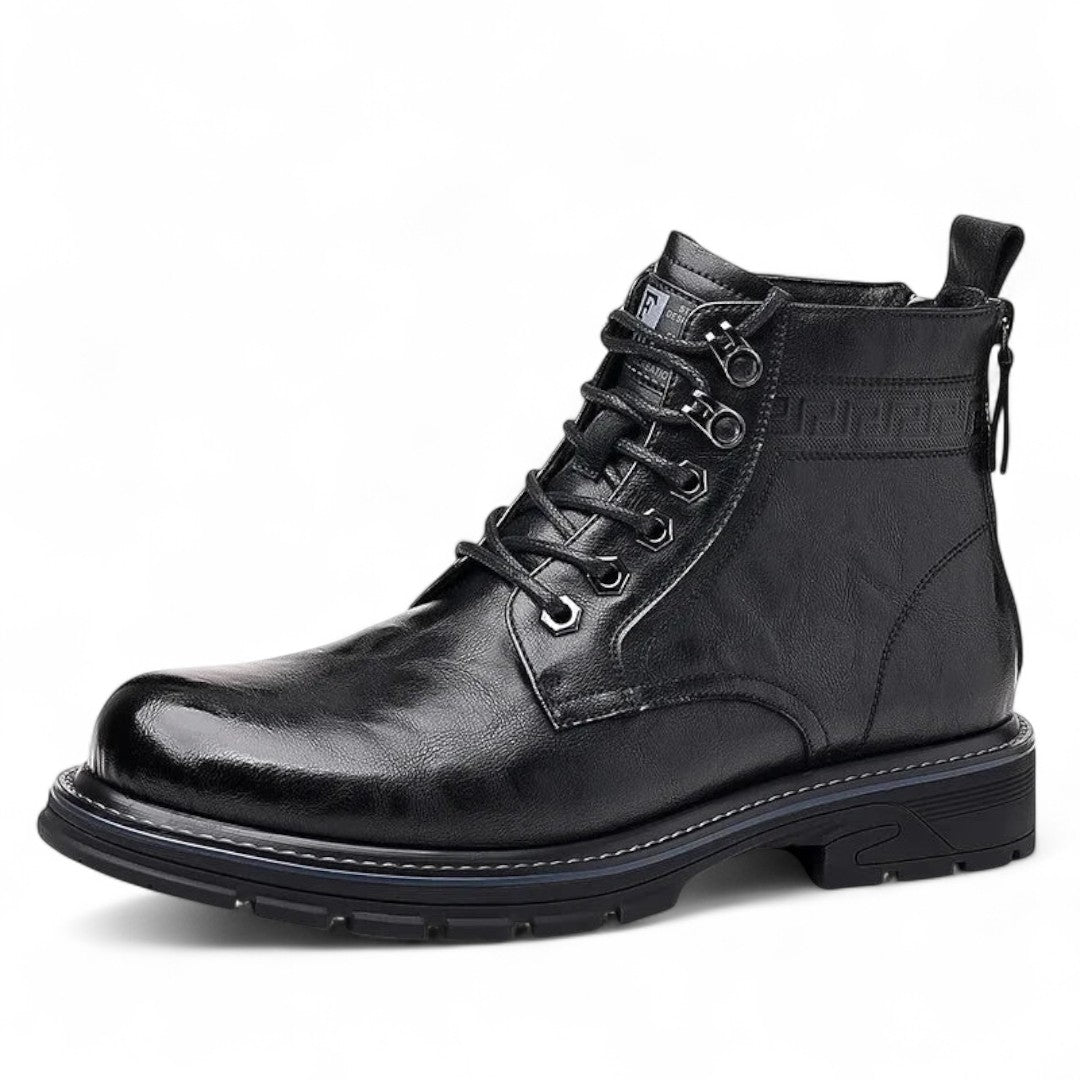 Campbell | Bottes en cuir robustes à la cheville avec fermeture éclair à l'arrière