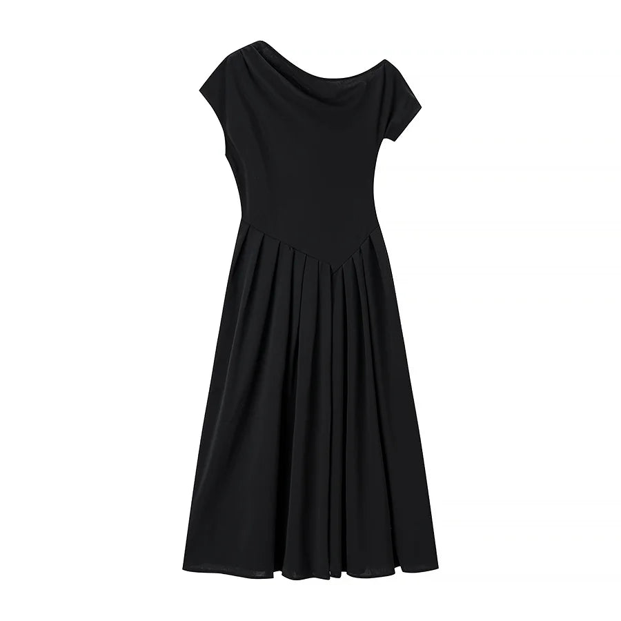 Camille | Robe plissée à col bateau