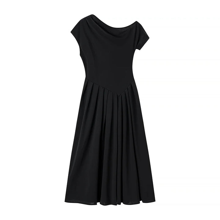Camille | Robe plissée à col bateau