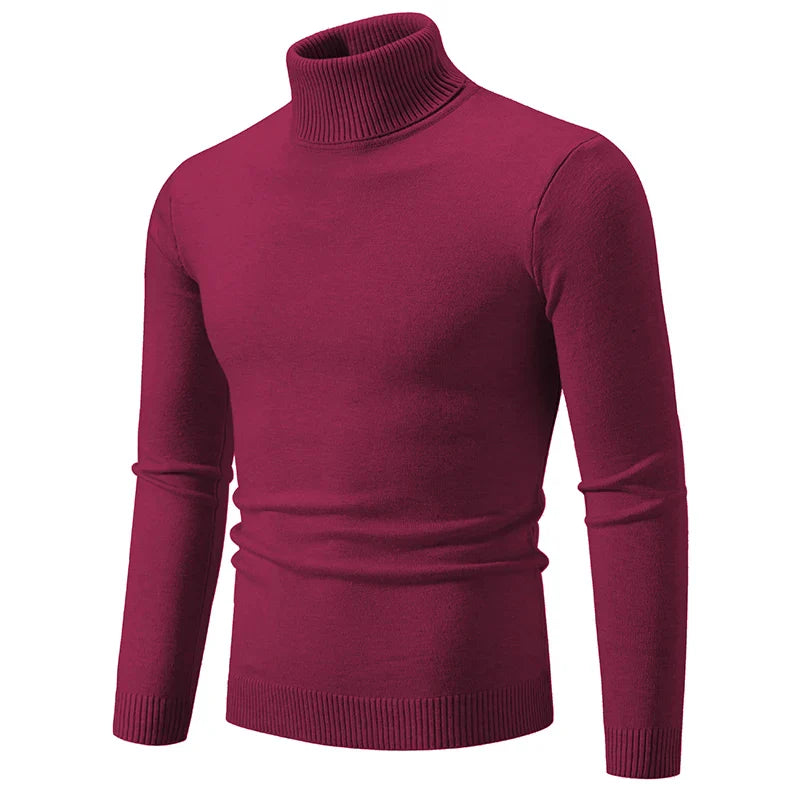 Angus | Pull à Col Roulé Slim en Jersey Côtelé