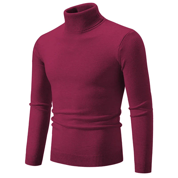 Angus | Pull à Col Roulé Slim en Jersey Côtelé