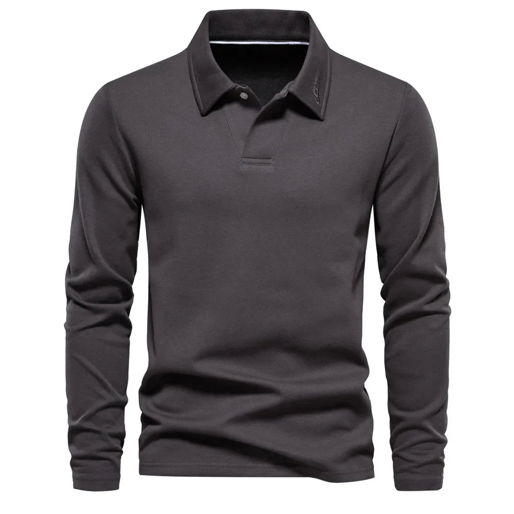 Reuben | Polo à manches longues en coton tricot respirant