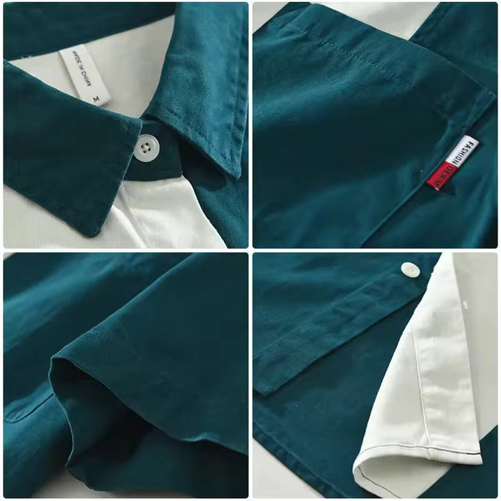 Chemise à panneaux bicolores Trent avec coupe décontractée