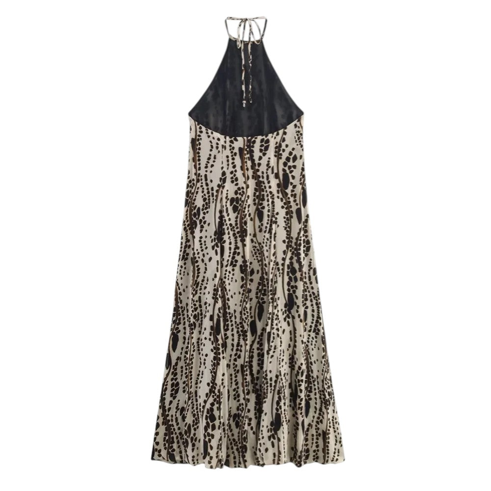 Sandrine | Robe longue dos nu à imprimé fluide
