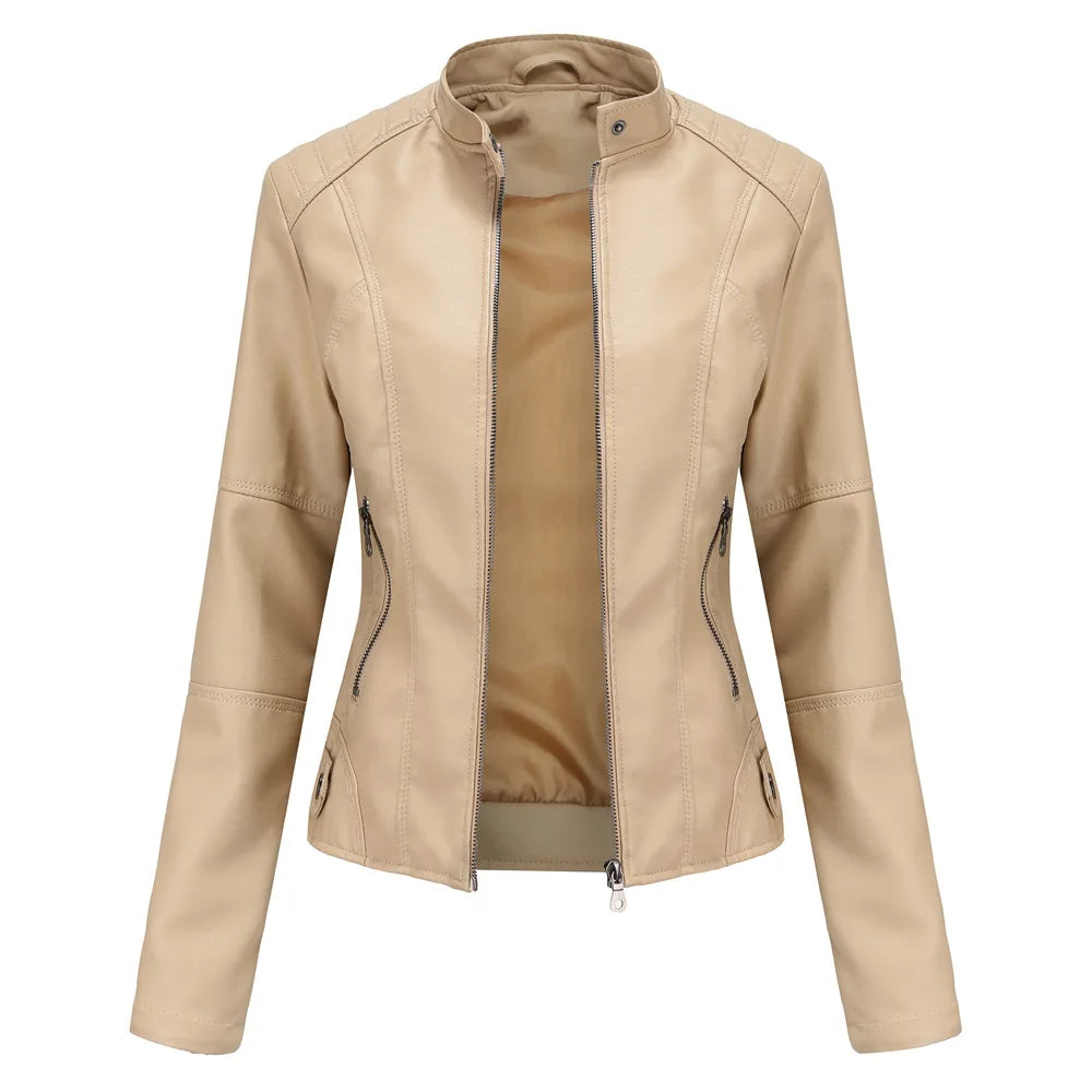 Clémence | Veste Motard Cintrée en Similicuir