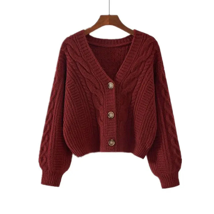 Bridget | Cardigan à col en V à mailles épaisses en torsadé