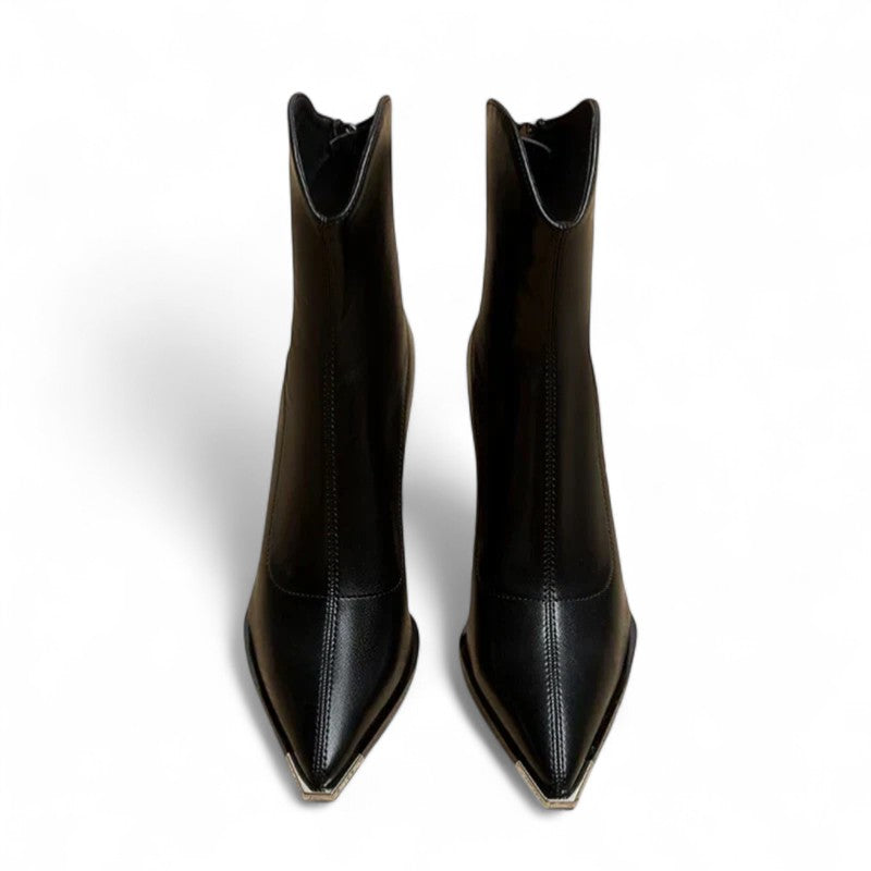 Nathalie | Bottines pointues à talons carrés et bout métal