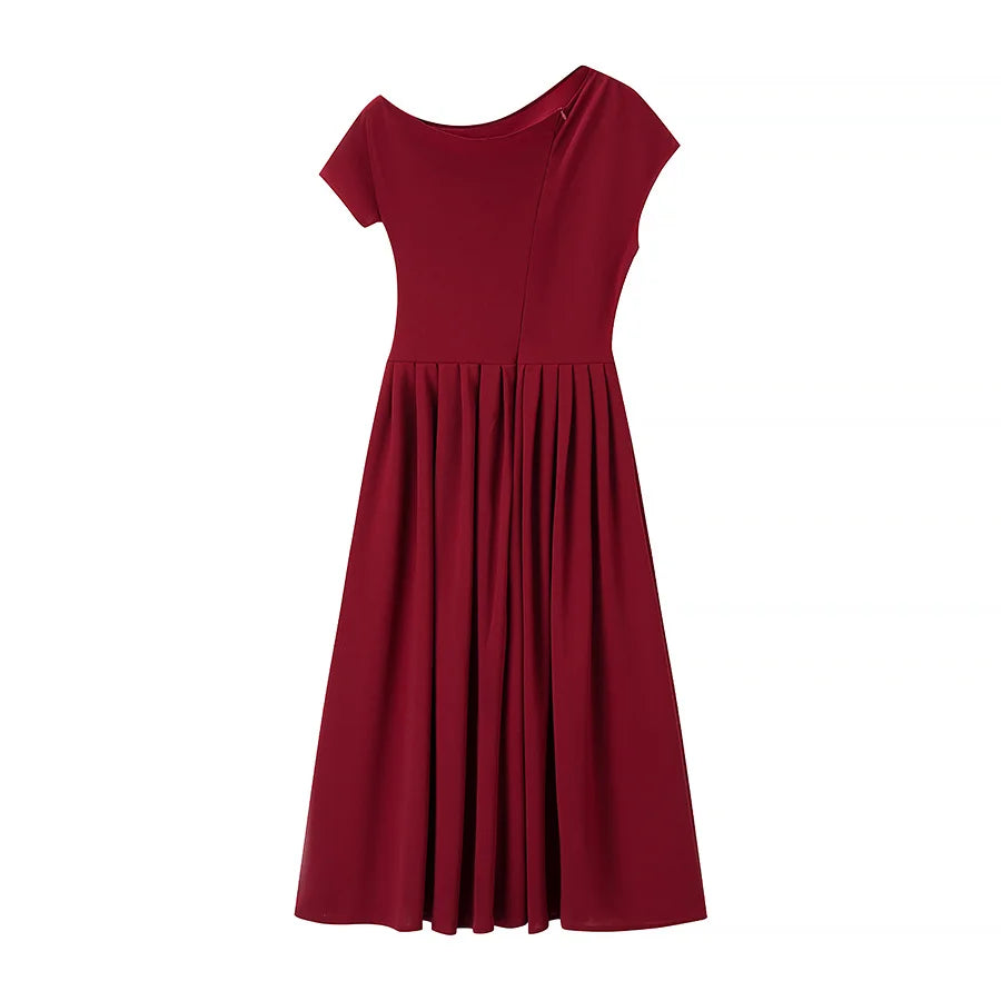 Camille | Robe plissée à col bateau