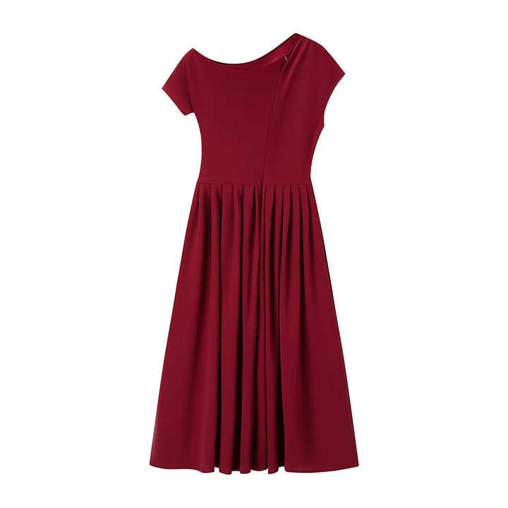 Camille | Robe plissée à col bateau