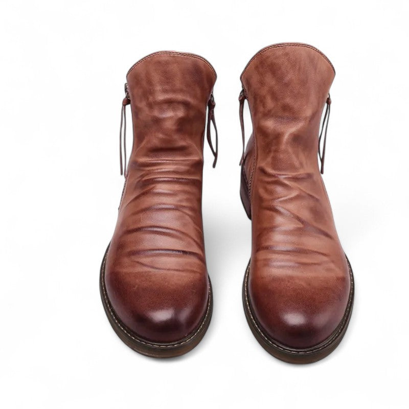 Tobias | Bottines à fermeture éclair distressed avec tige sculptée
