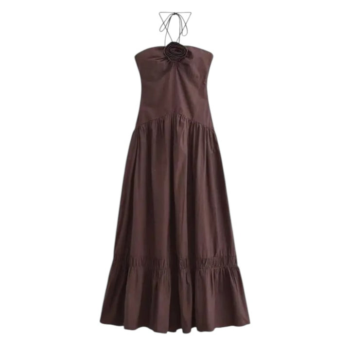 Camille | Robe Longue à Dos Smocké et Encolure Nouée