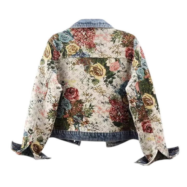 Camille | Veste en jean à motif floral façon tapisserie