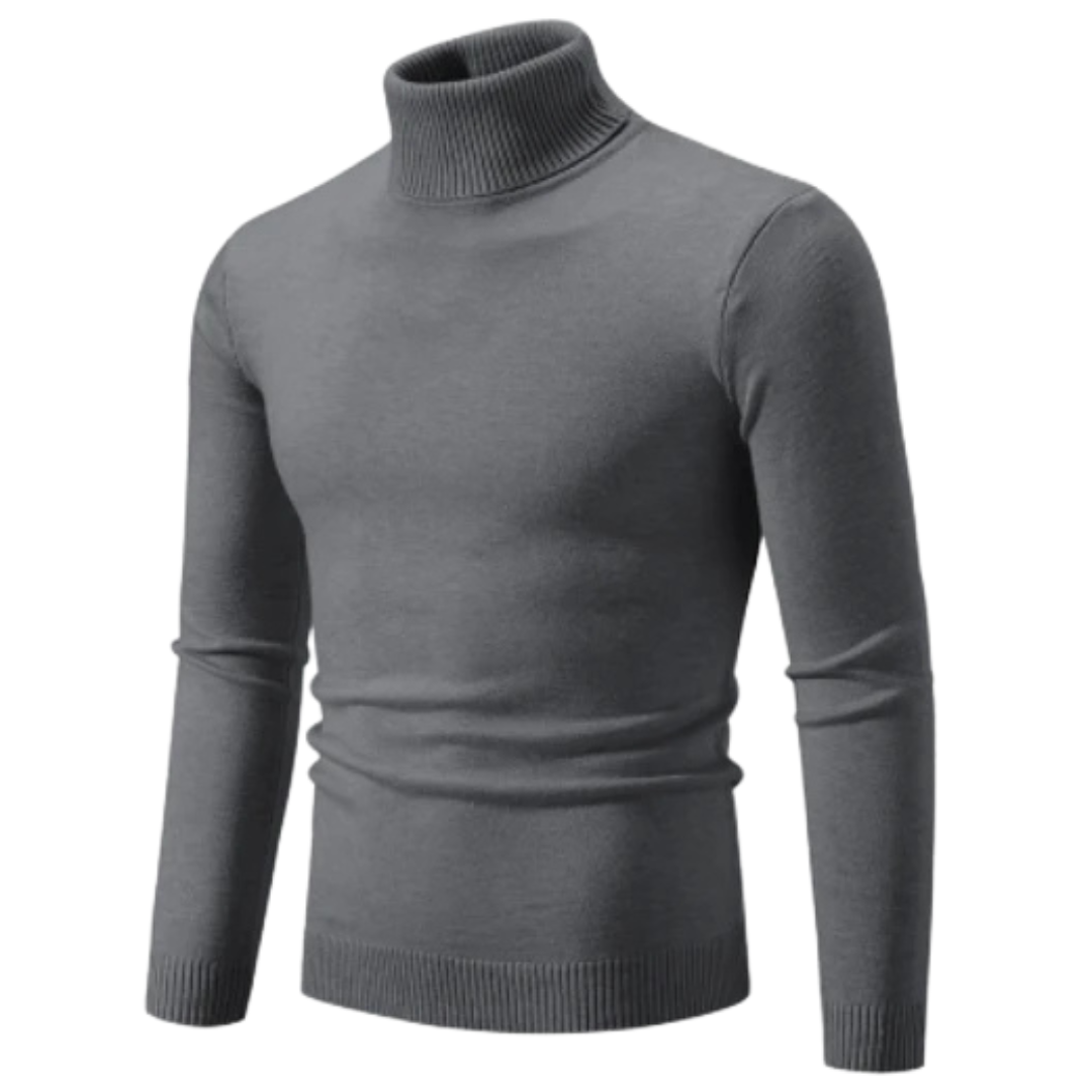 Angus | Pull à Col Roulé Slim en Jersey Côtelé
