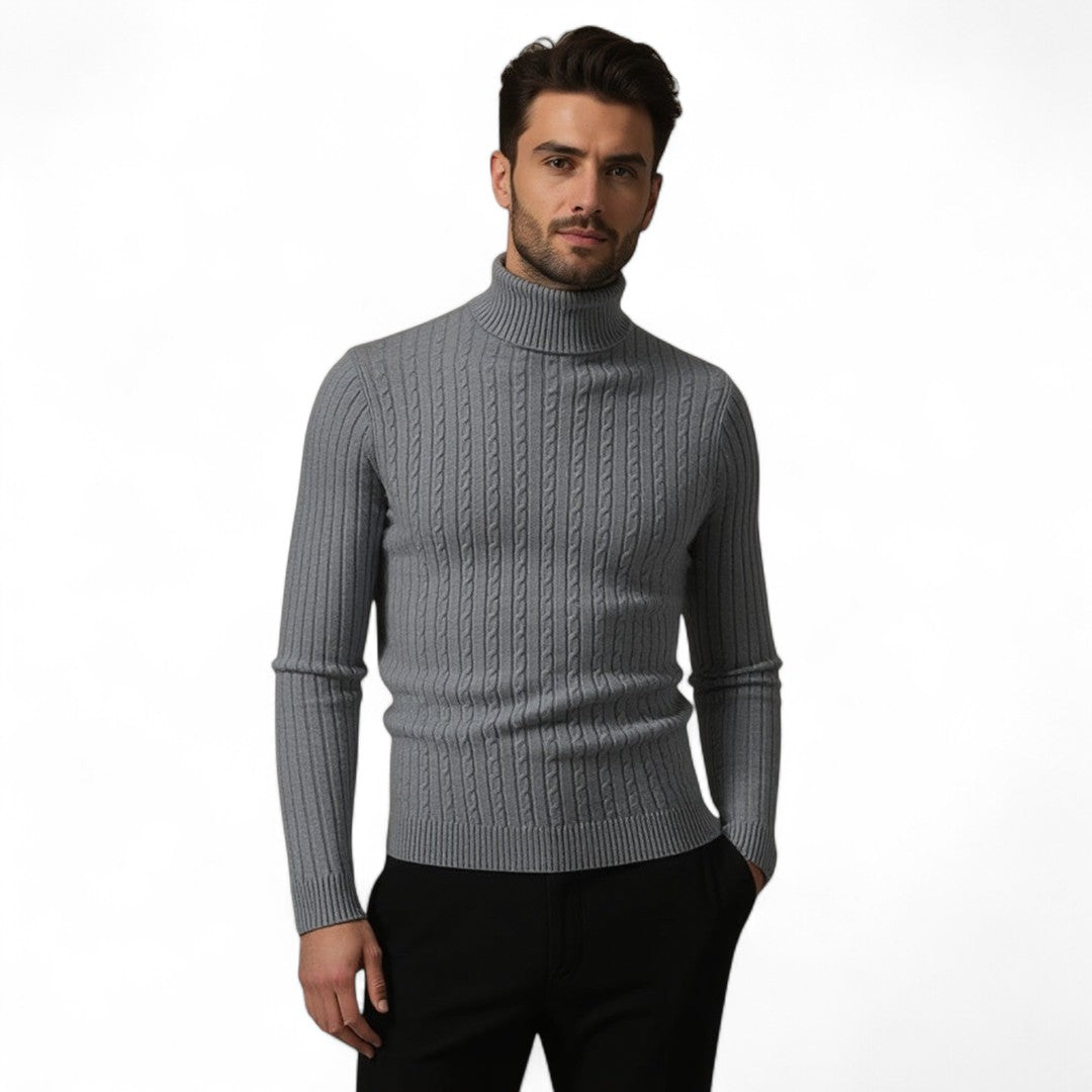 Mitchell | Pull en maille à col roulé en tricot torsadé avec col doux et chaleur raffinée