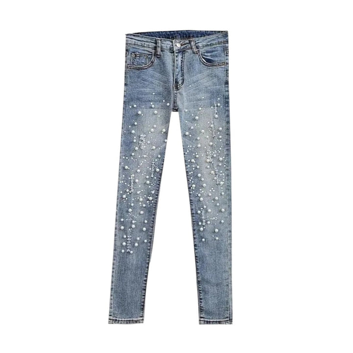 Jean skinny ornés Amelia avec accents en perles de luxe