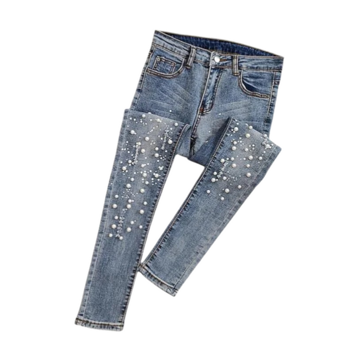 Jean skinny ornés Amelia avec accents en perles de luxe