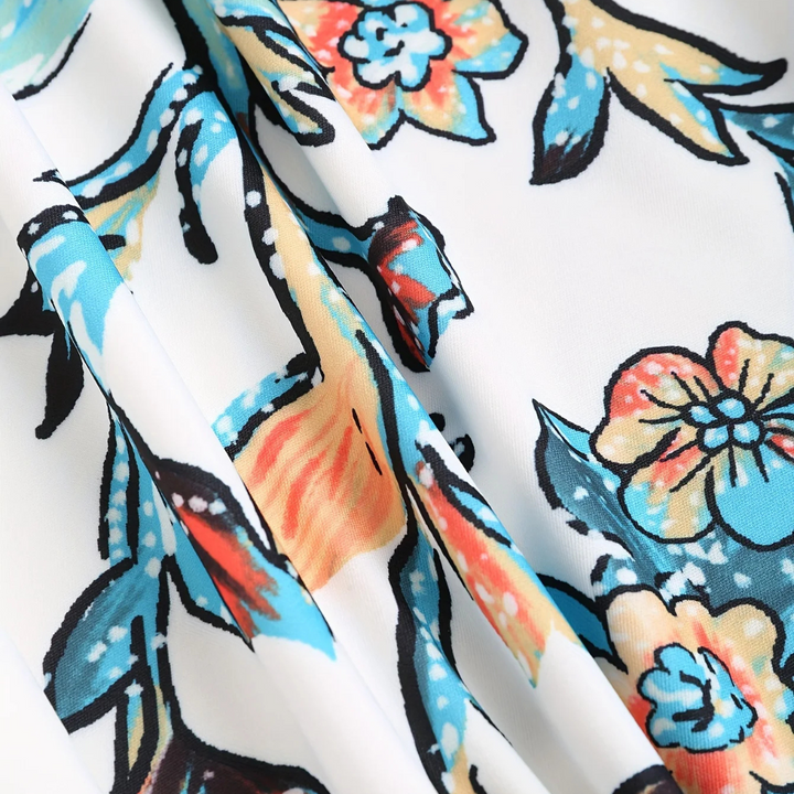 Maëlle | Robe fleurie à bretelles fines et taille empire