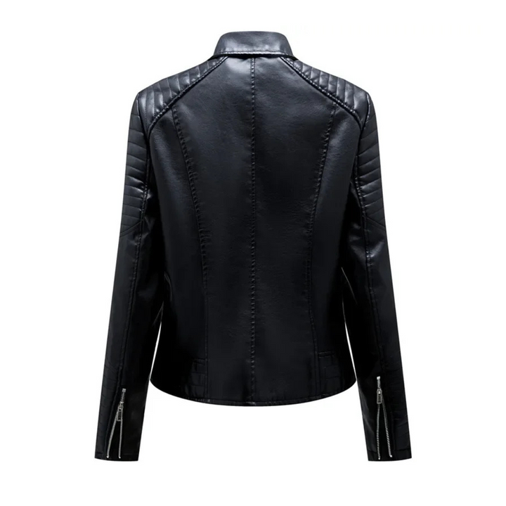 Aurélie | Veste Biker Courte en Similicuir Matelassé